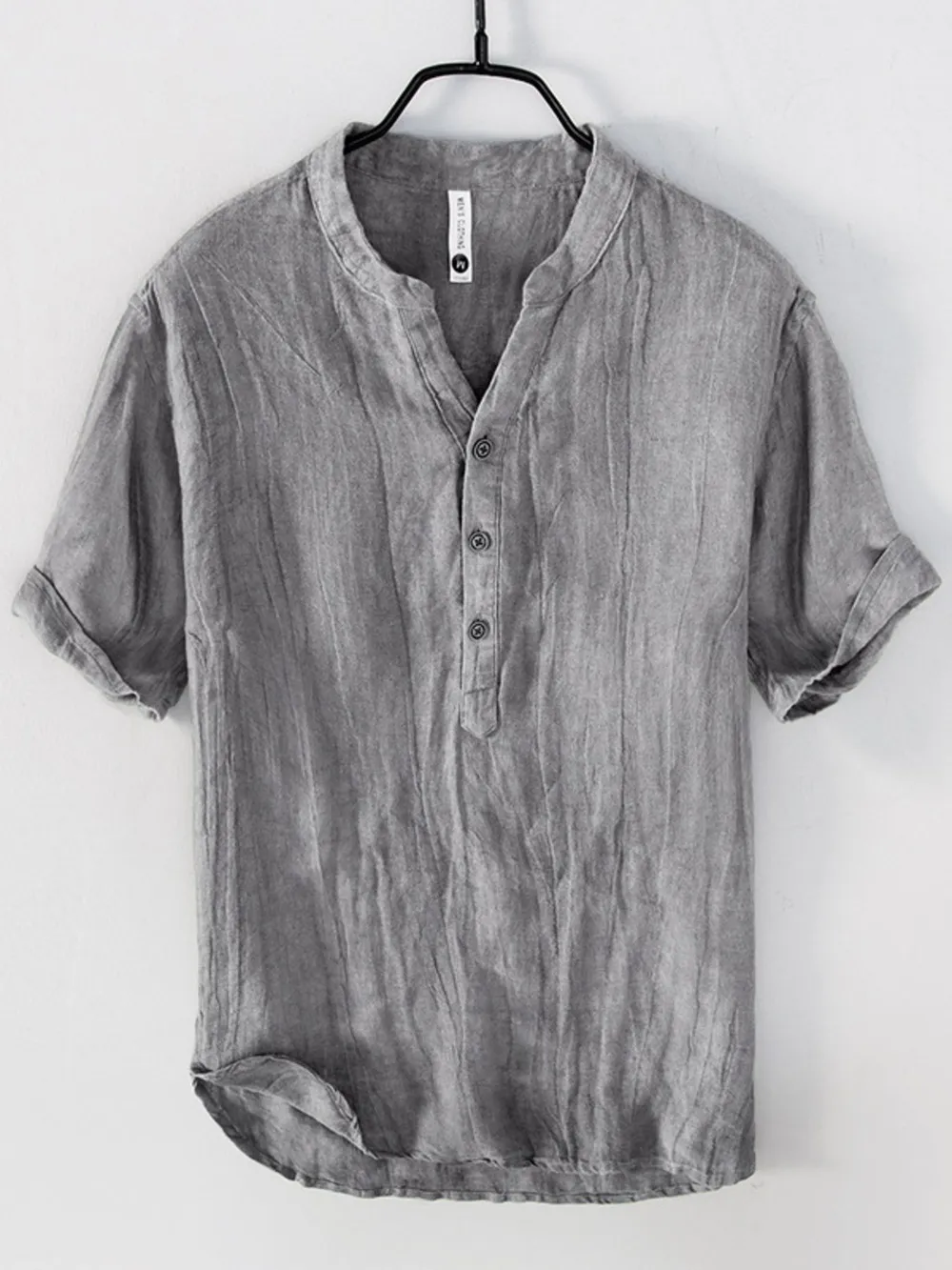 Men's Plus Size Button Detail Short Sleeve Top