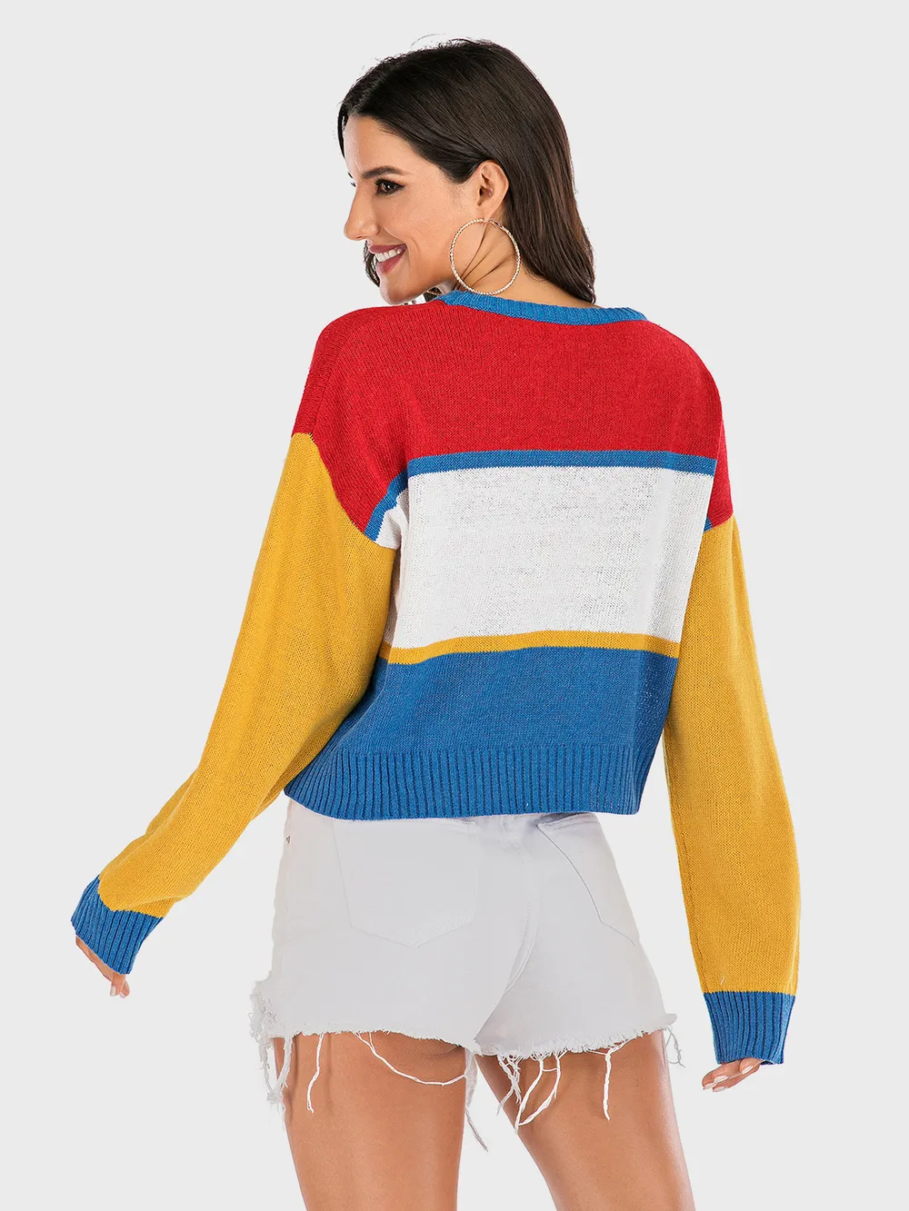 OKAY Contrast Dropped Shoulder Long Sleeve Sweater, image 2
