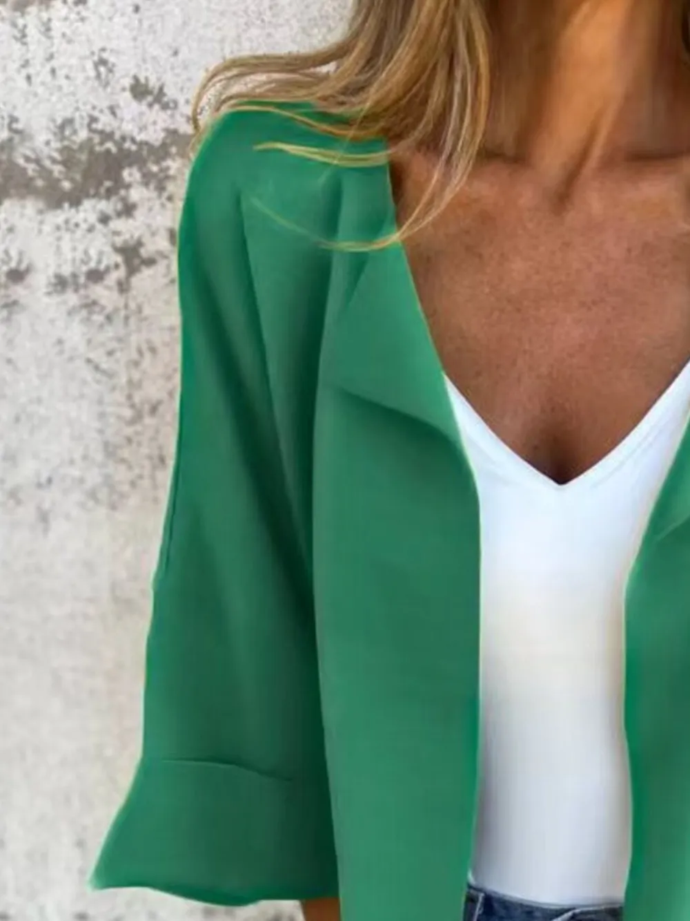 Full Size Open Front 3/4 Sleeve Cardigan Plus Size, image 3