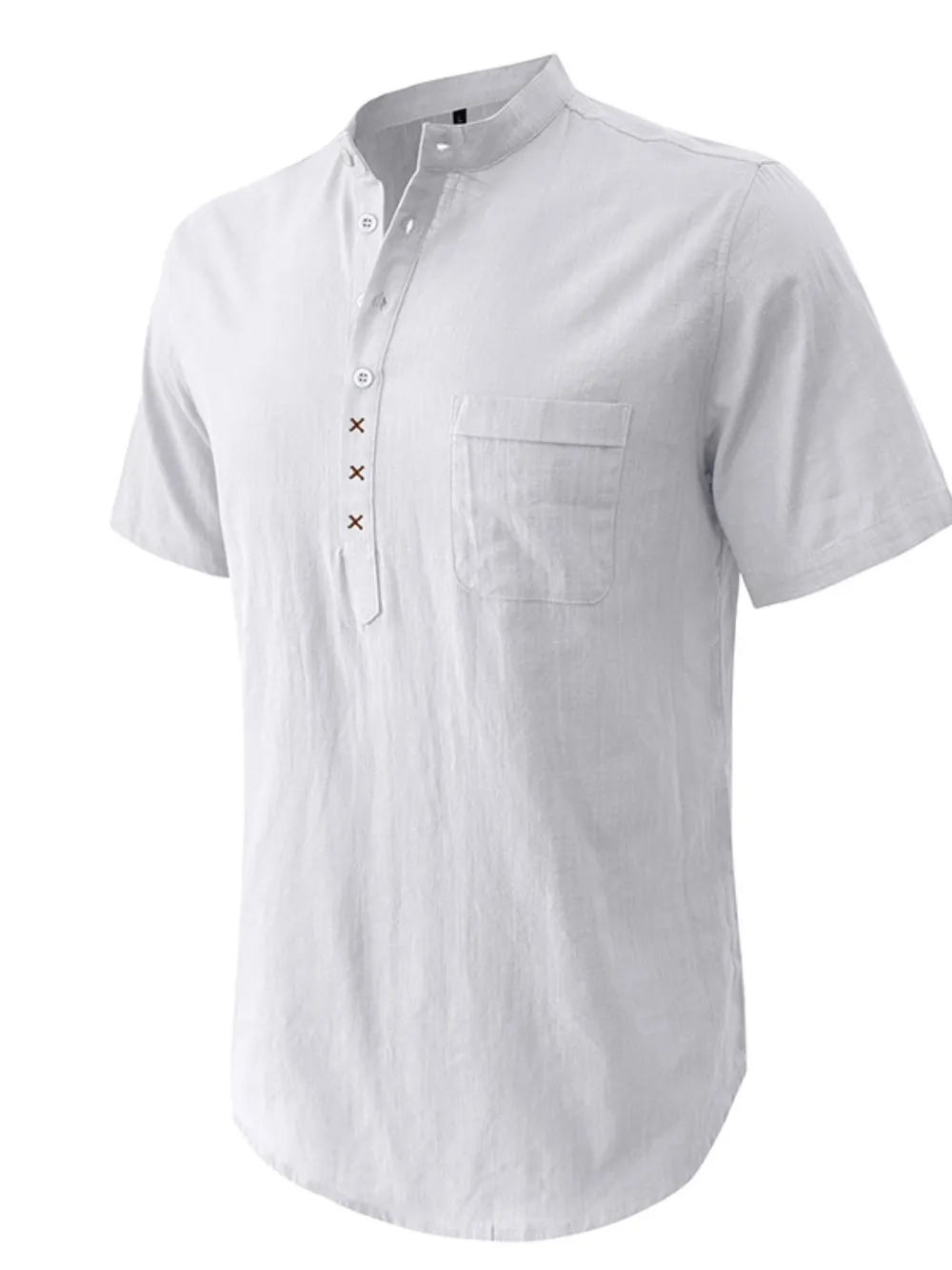 Men's Casual Collar Short Sleeve Linen Polo Shirt, image 4
