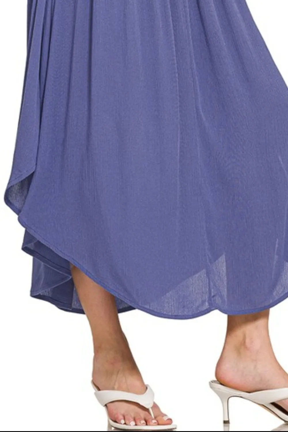 Woven Crinkle Smocked Waist Maxi Skirt W Pockets, image 2