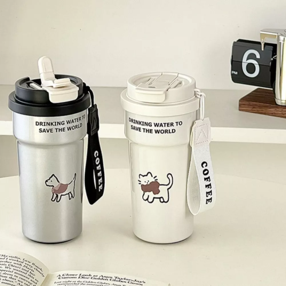 Cute Cat Stainless Steel Tumbler with Straw, image 5