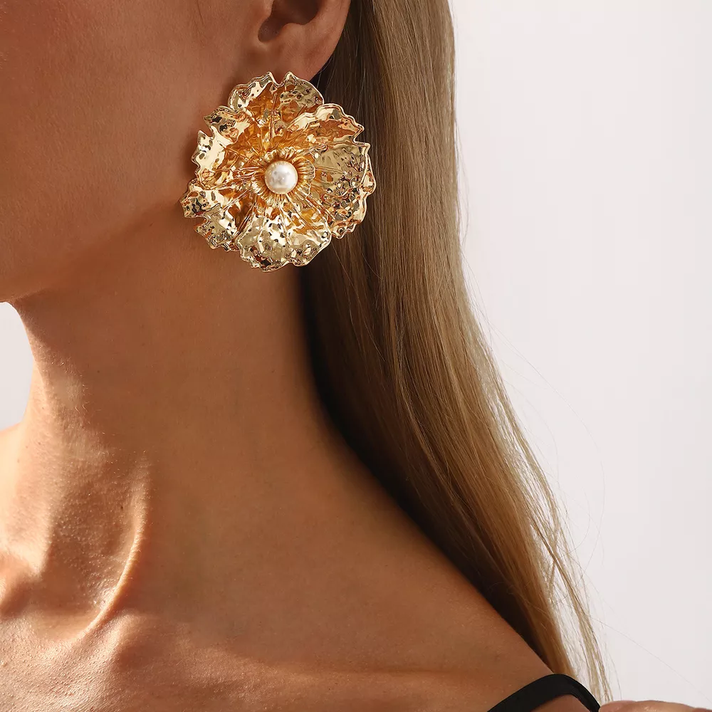 18K Gold-Plated Flower Earrings, image 3