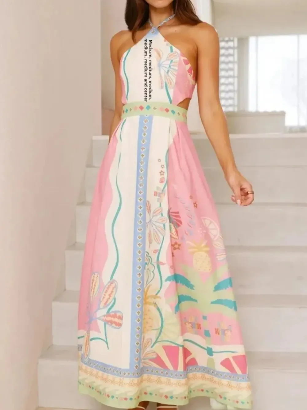 Halter Neck Printed Maxi Dress, image 4