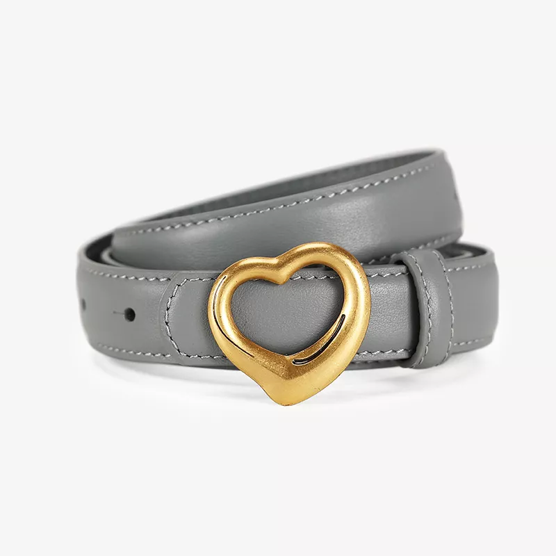 Heart Buckle Cowhide Leather Belt, image 3