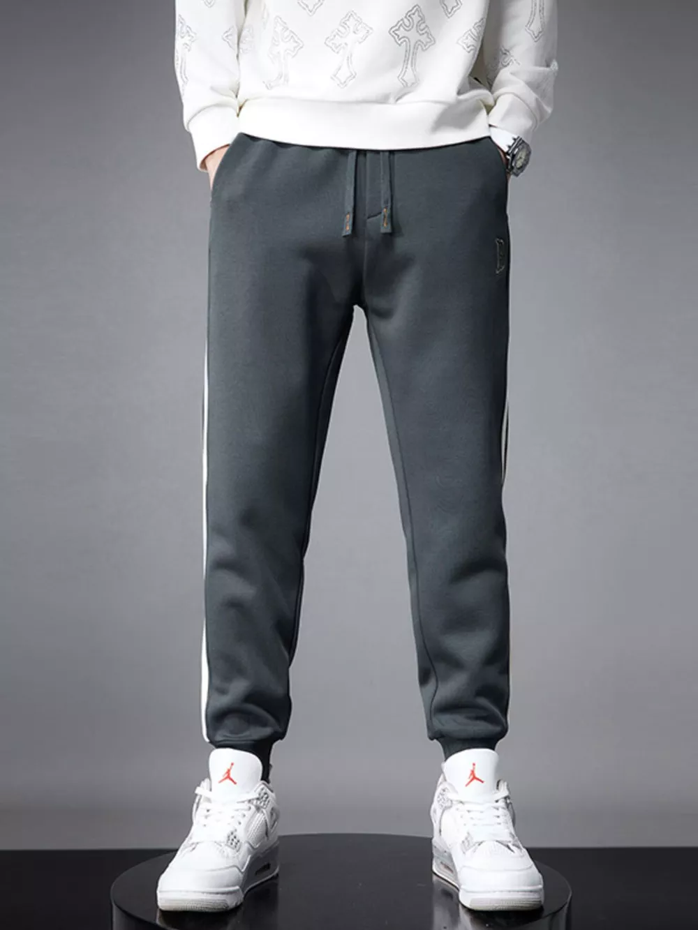 Men's Casual Striped Joggers, image 7