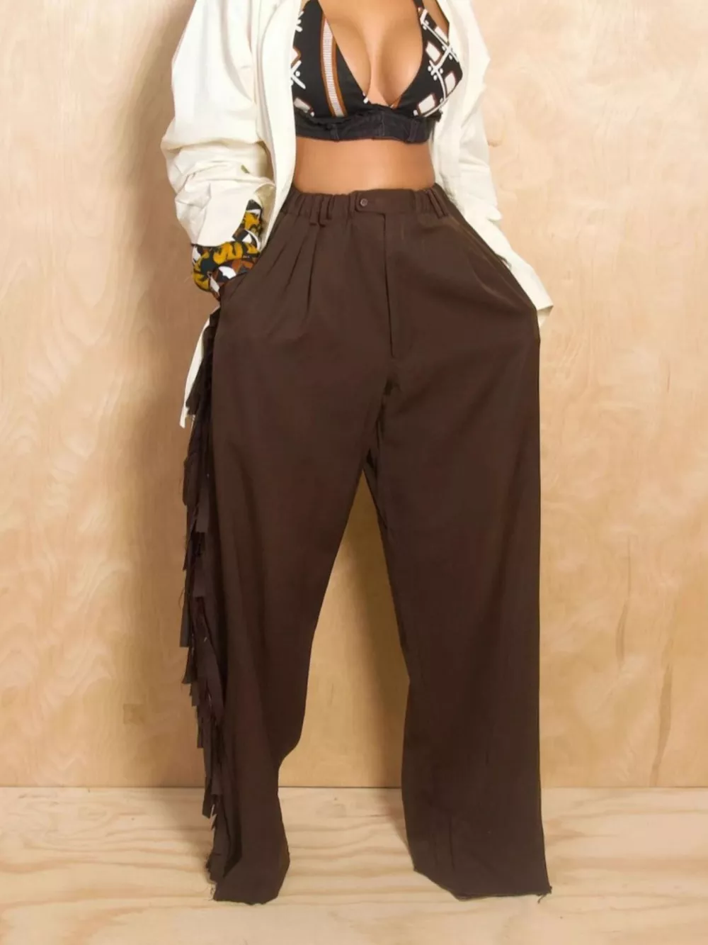 Wide-Leg Pants with Fringed Details, image 4