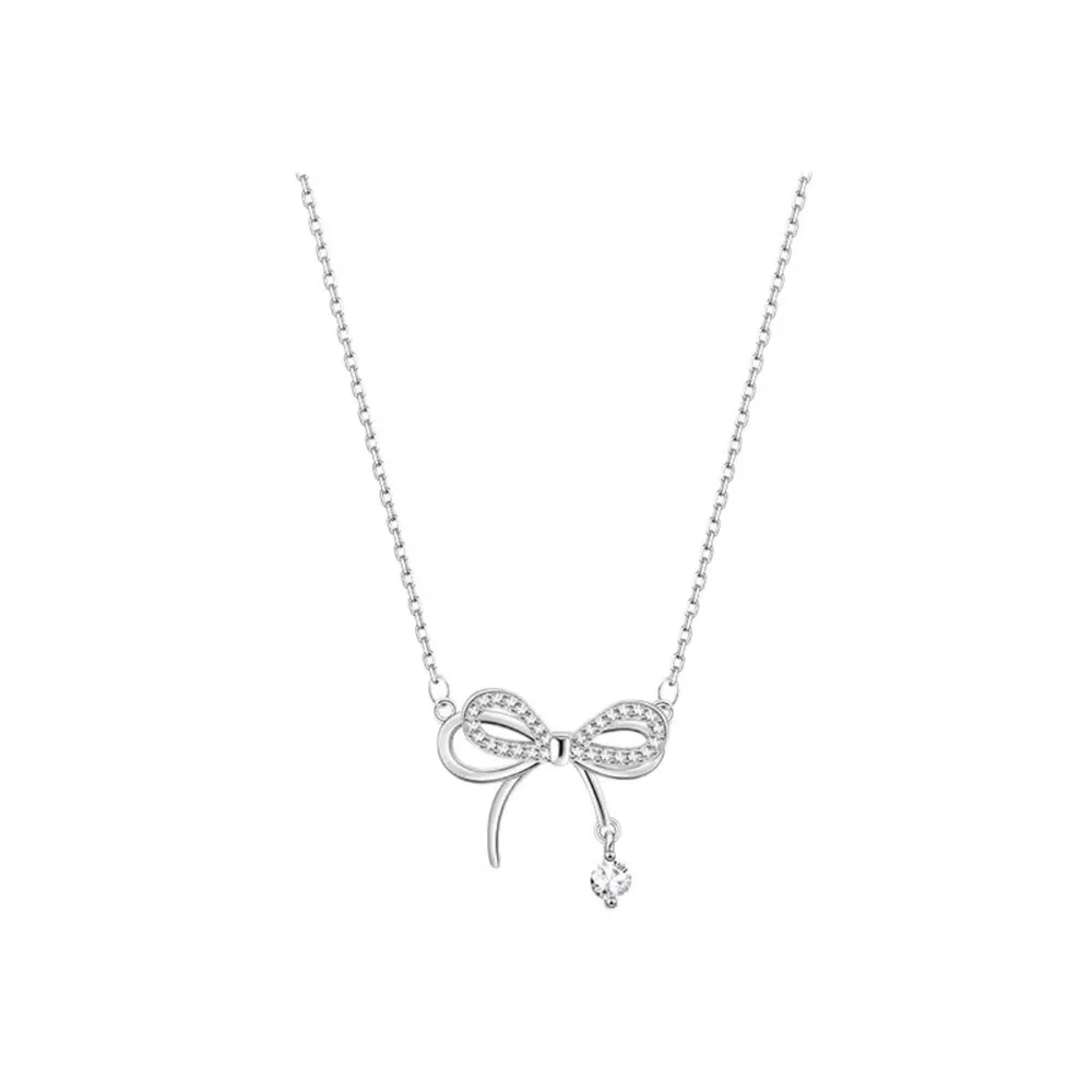 925 Sterling Silver Bowknot Pendant Necklace, image 5