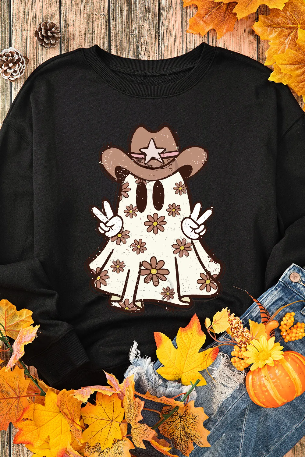 Ghost Round Neck Long Sleeve Sweatshirt, image 3