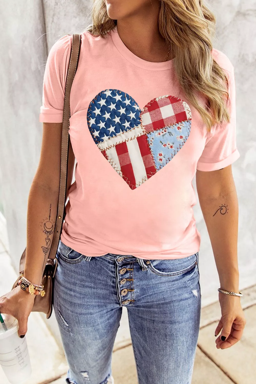 Patriotic Heart Round Neck Tee, image 5