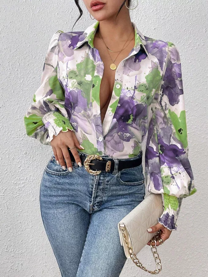 Floral Print Long Sleeve Shirt, image 7