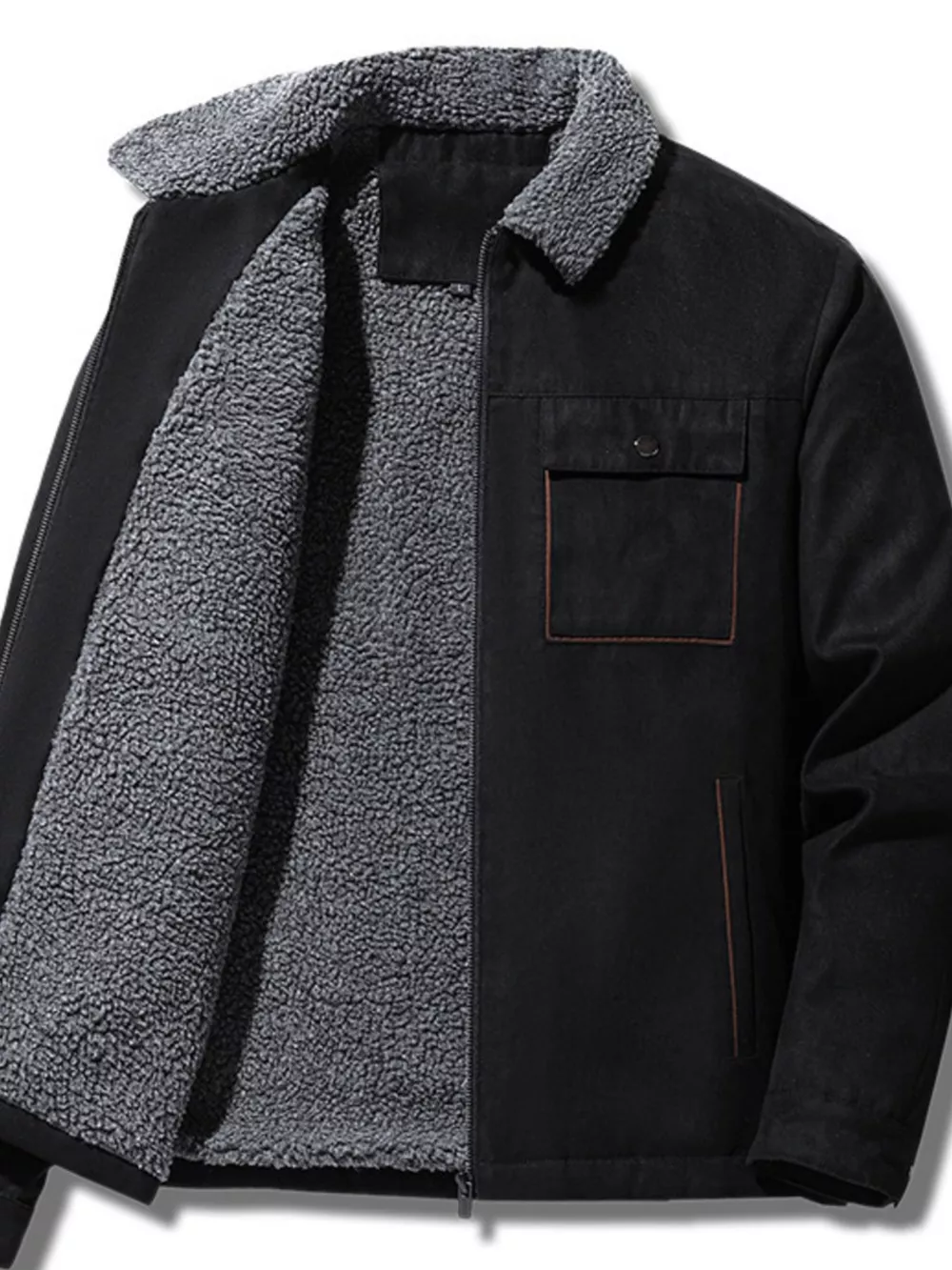 Men's Plus Size Sherpa-Lined Canvas Utility Jacket, image 3