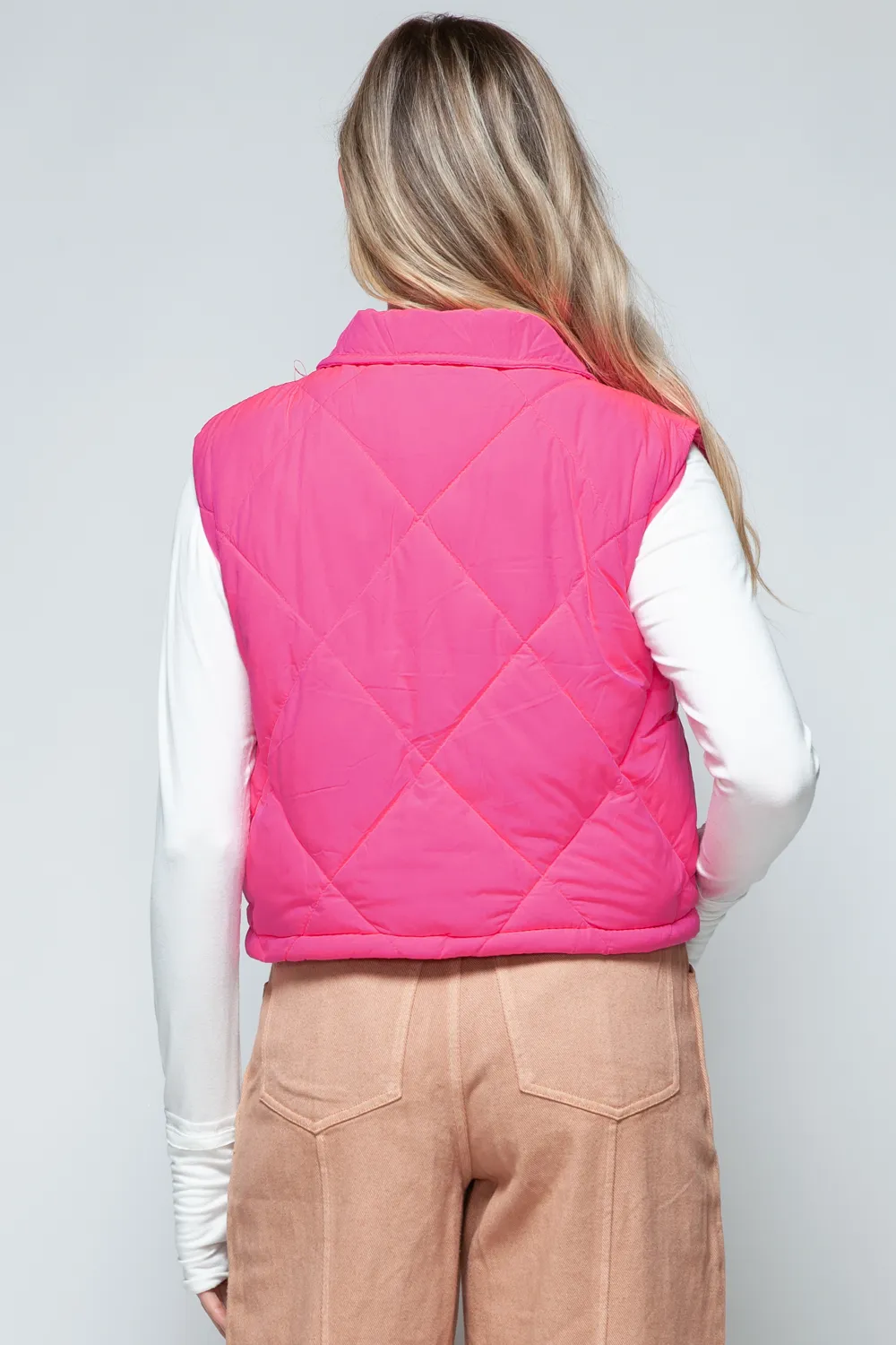 Snap Down Quilted Crop Vest, image 5
