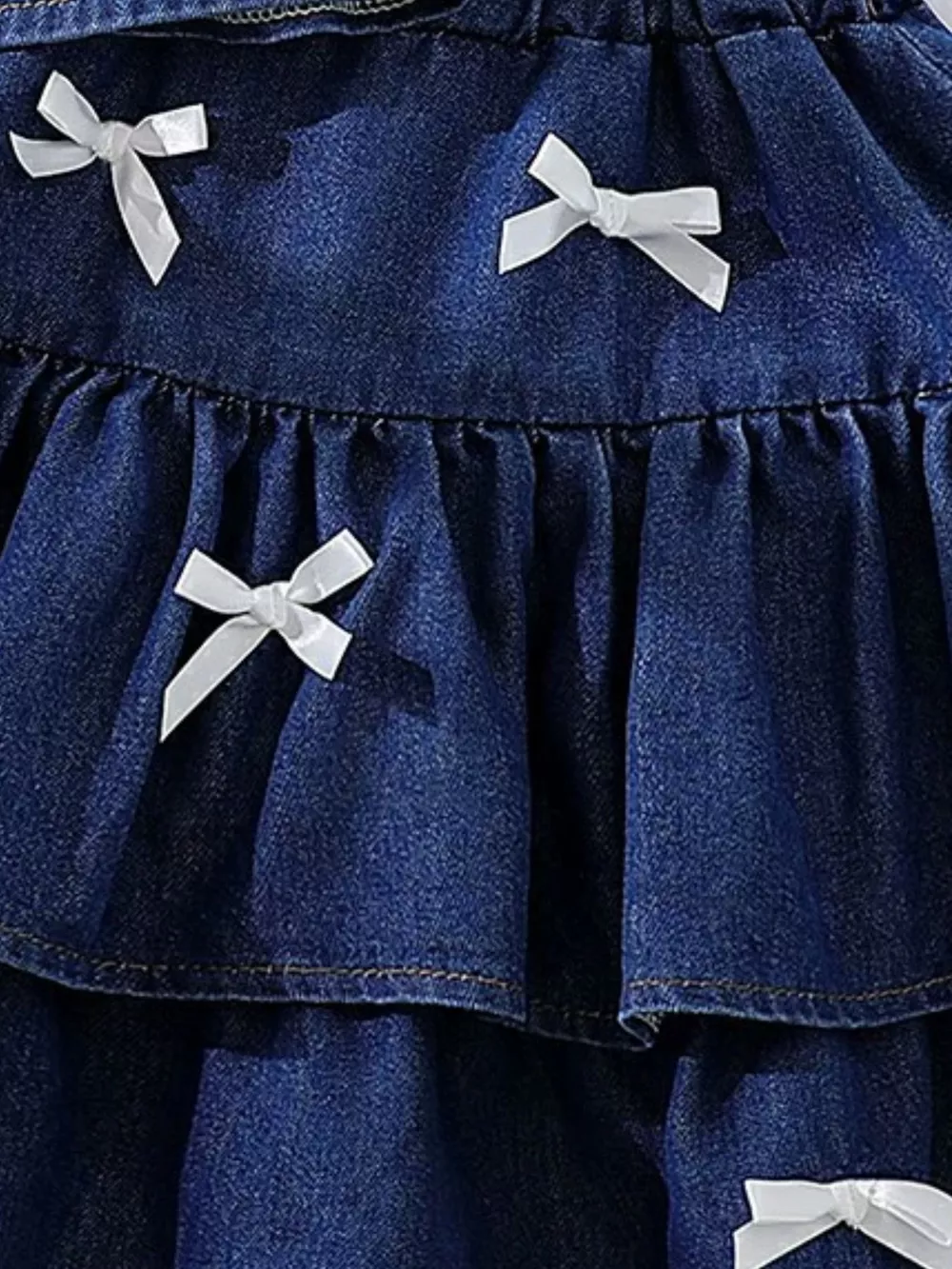 Children's Button UP Vest and Skirt Denim Set, image 4
