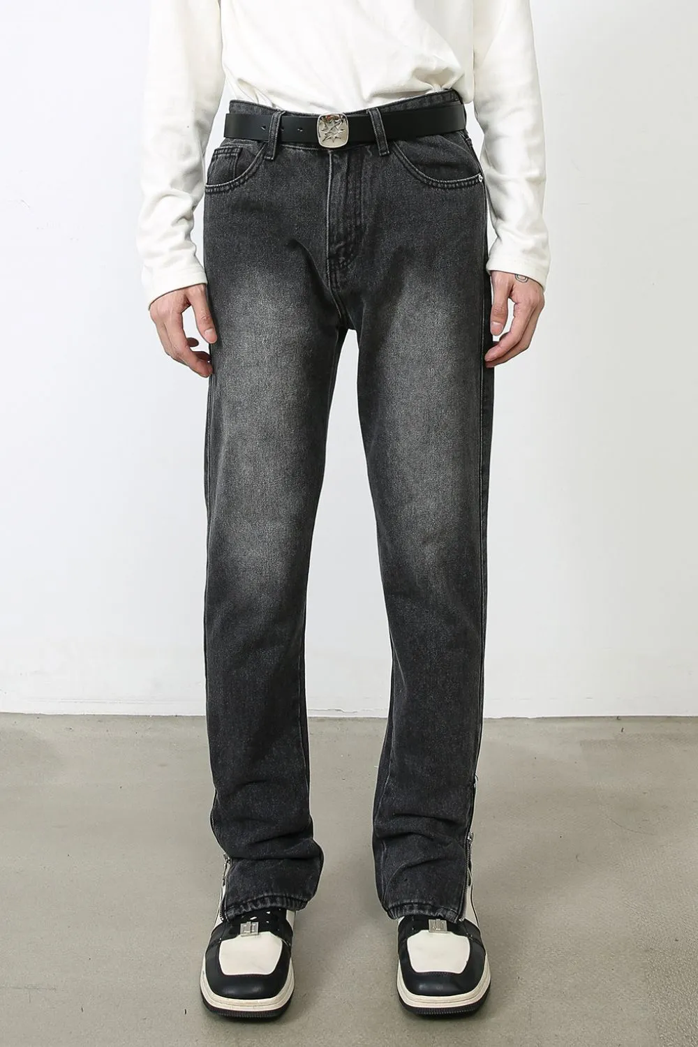 Men's Decor Zip Jeans with Pockets