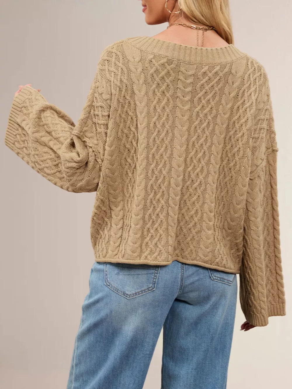Cozy Cable Knit Cardigan with Pockets, image 5