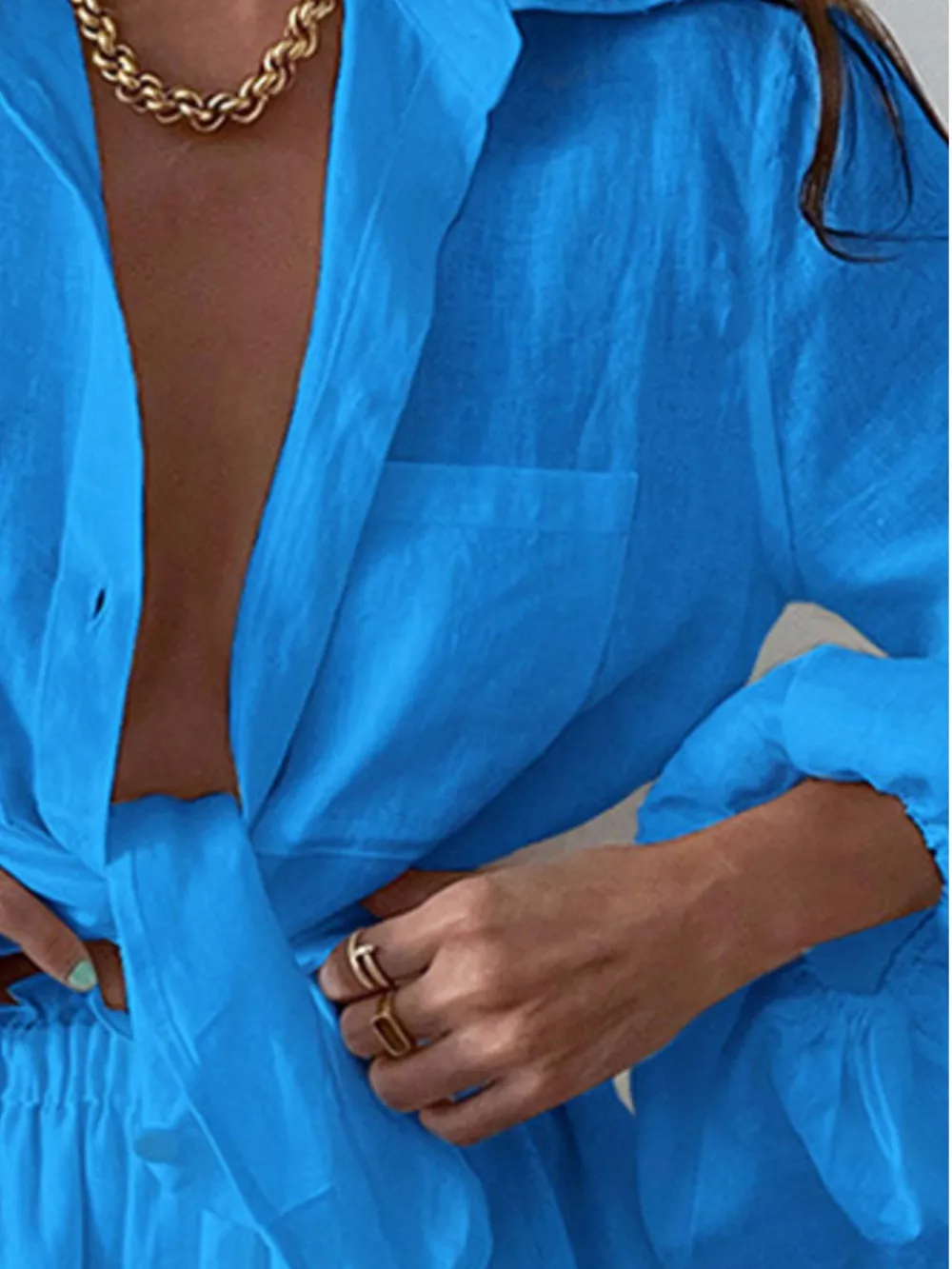 Button Up Long Sleeve Shirt and Shorts Set, image 11