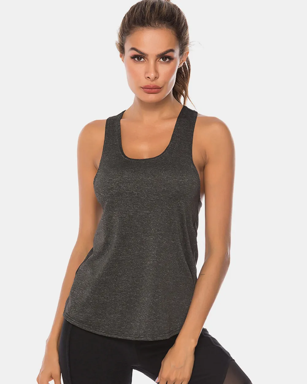 Full Size Scoop Neck Wide Strap Active Tank, image 10