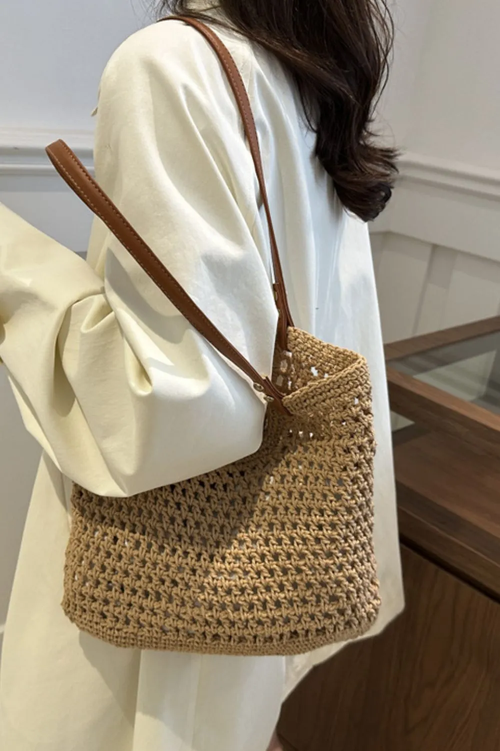 Openwork Woven Tote Bag, image 4