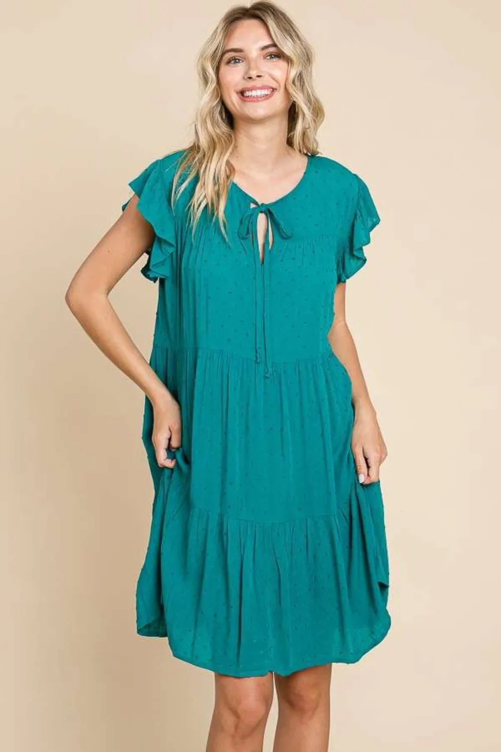 Ruffle Cap Sleeve Tiered Dress, image 4