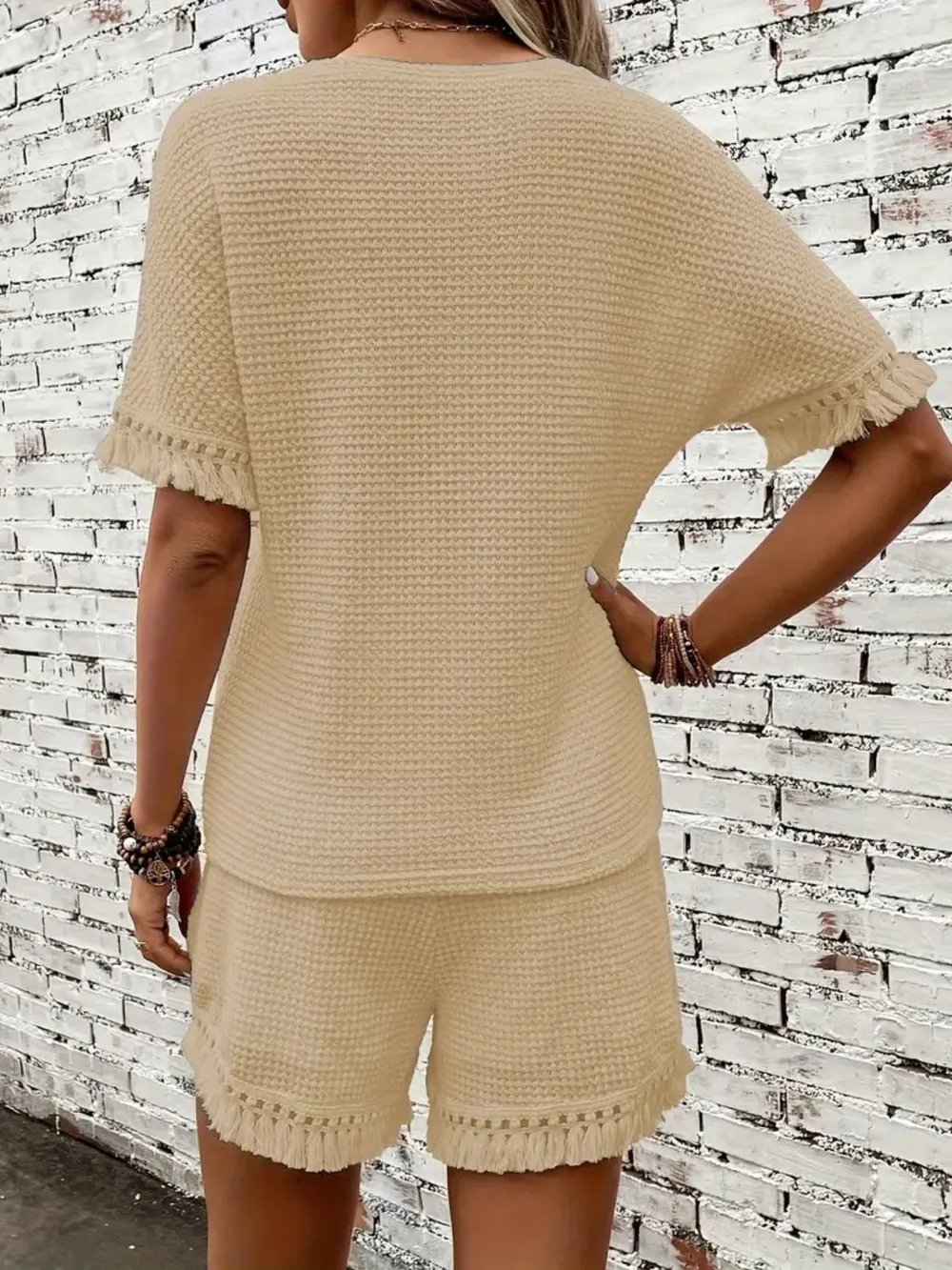 Tassel Round Neck Top and Shorts Set, image 16