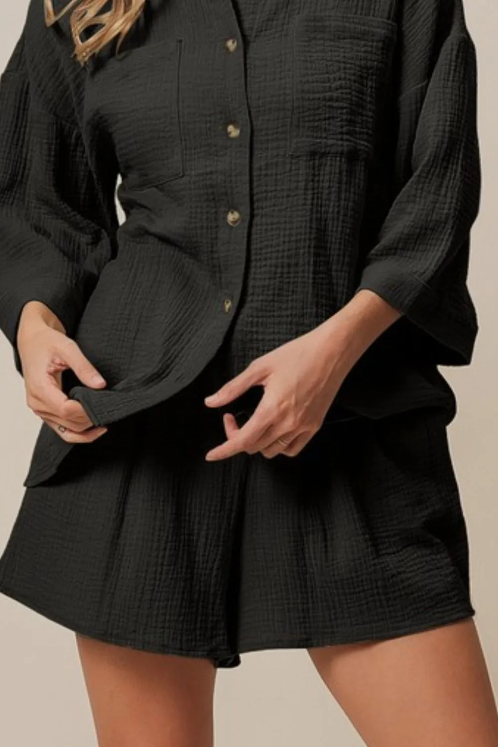 Crinkle Gauze Shirt and Short Set, image 2