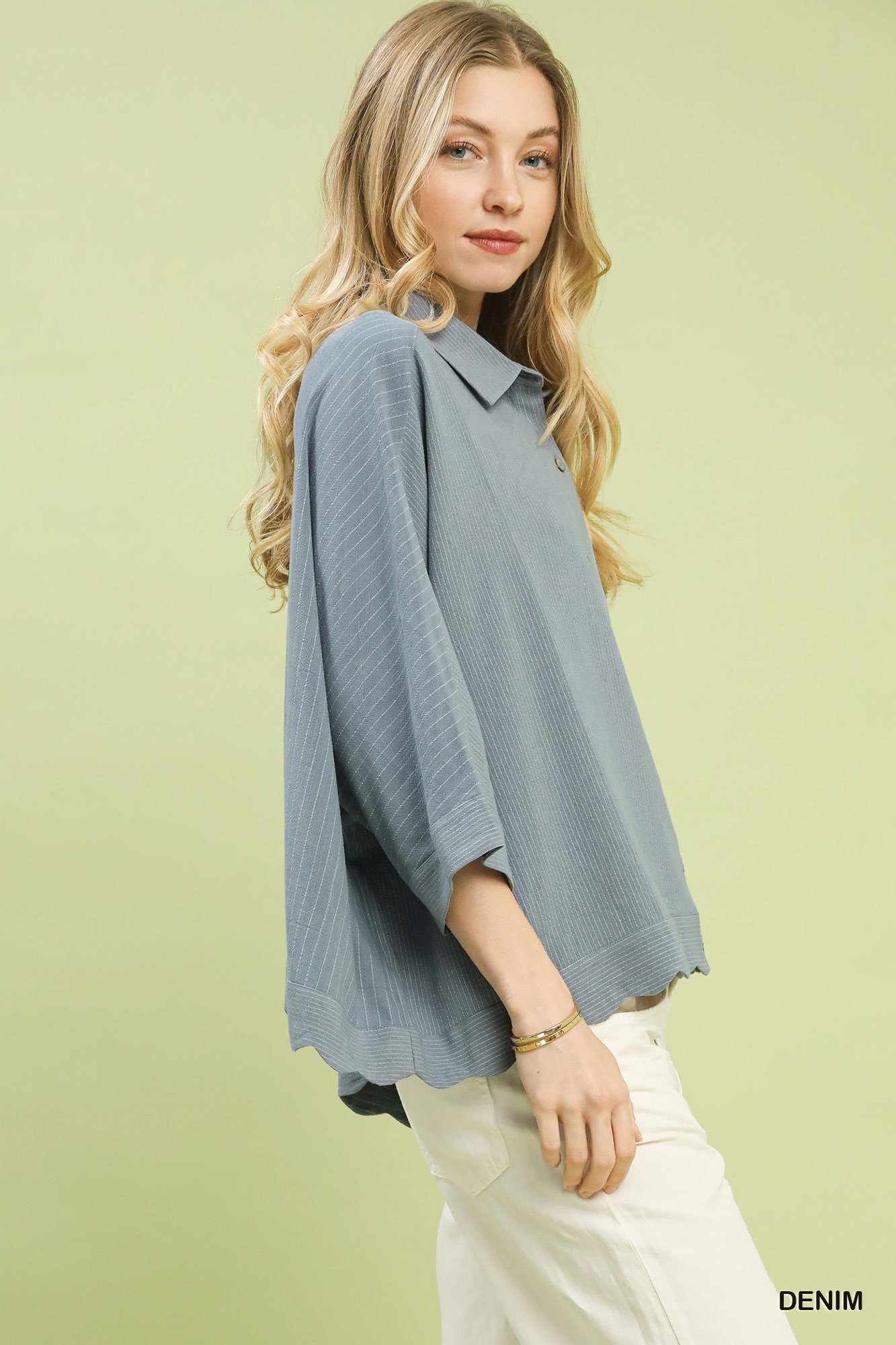 Oversized Striped Button-Down Shirt, image 3