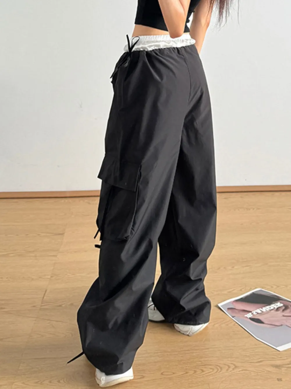 Bow Elastic Waist Cargo Pants, image 12