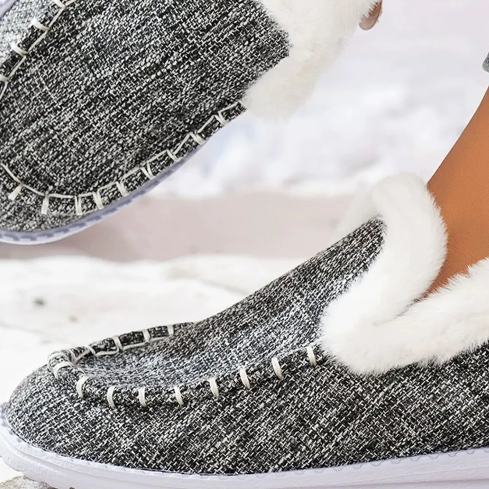 Faux Fur Lined Round Toe Shoes, image 8
