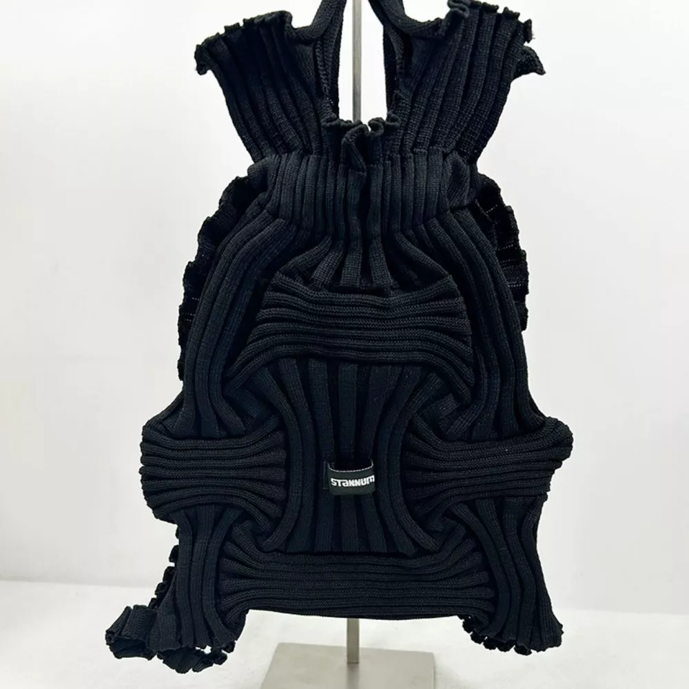 Textured Knit Backpack Bag, image 4