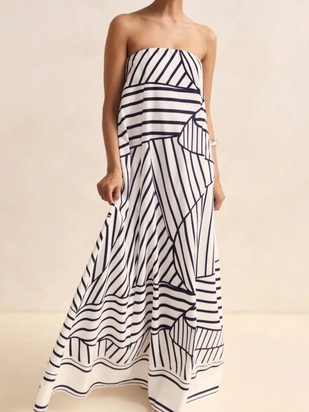 Smocked Printed Tube Maxi Dress, image 12