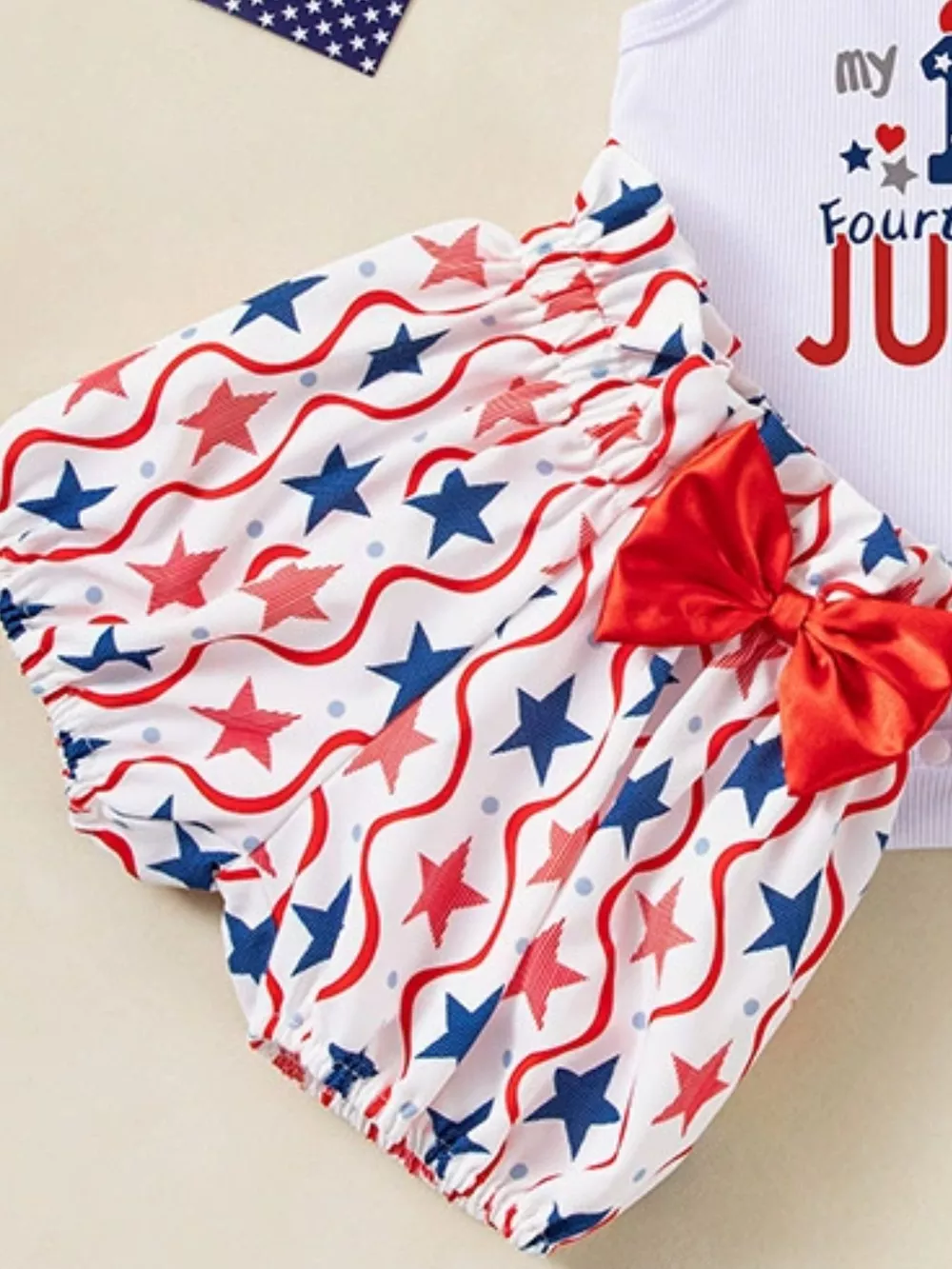 Children's Patriotic Star Print Outfit Set, image 4
