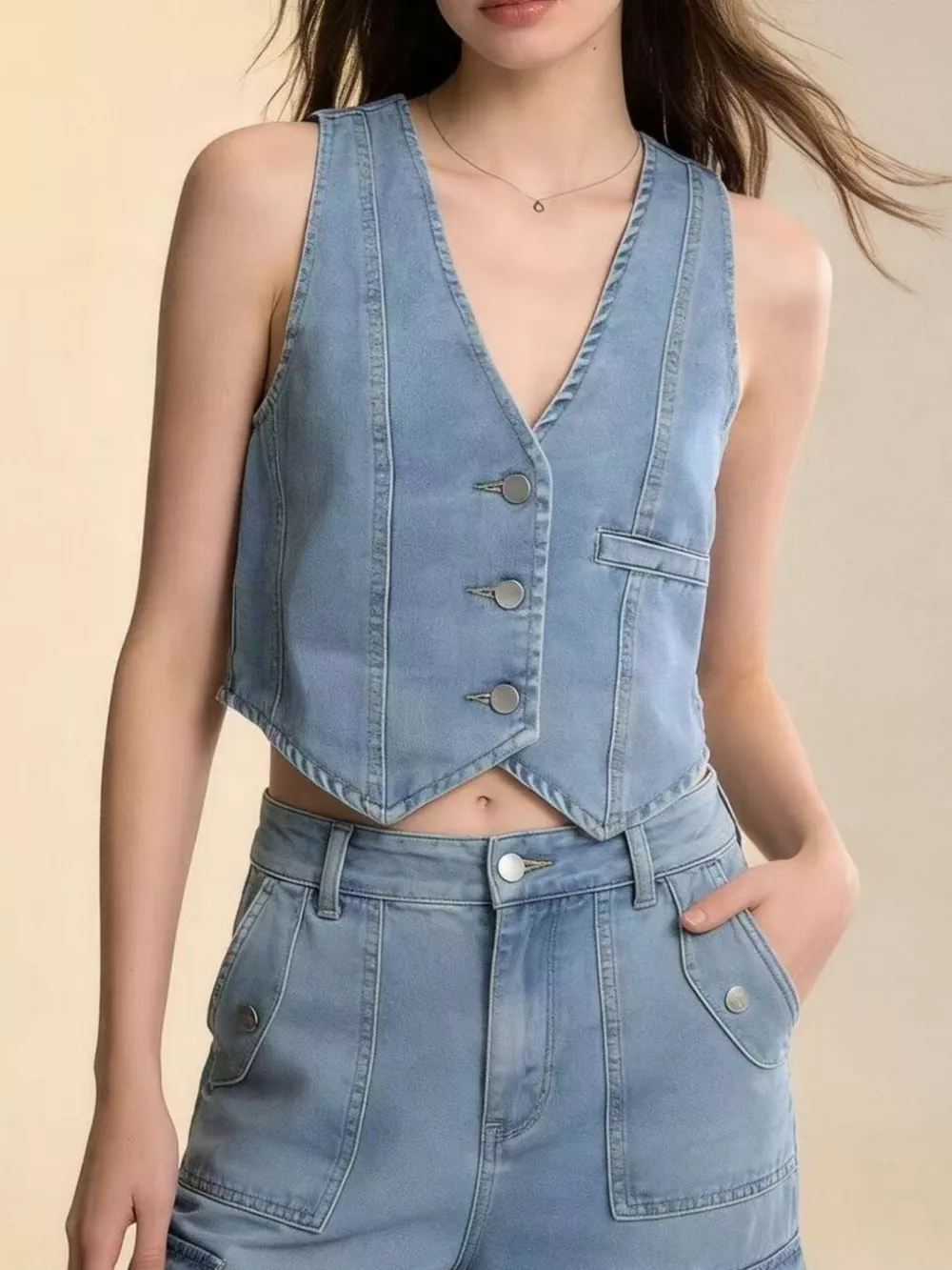 Button-Down Denim Vest, image 9