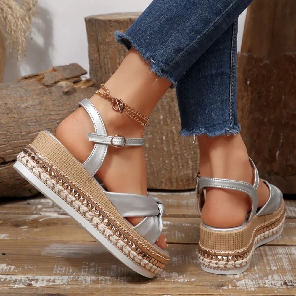 Bow Knot Platform Wedge Sandals, image 13