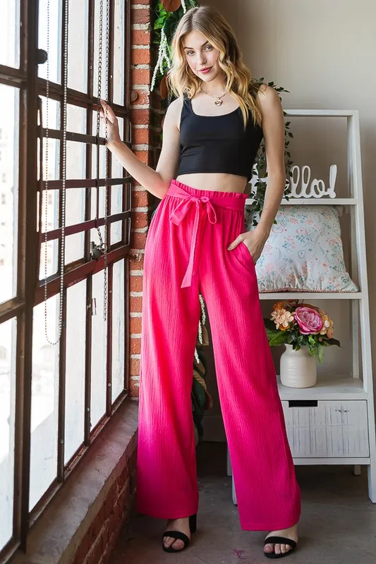 Full Size Front Tie Pants with Paperbag Waistband Plus Size, image 11