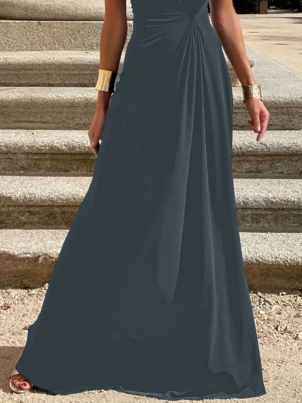 Twisted Round Neck Sleeveless Maxi Dress, image 5