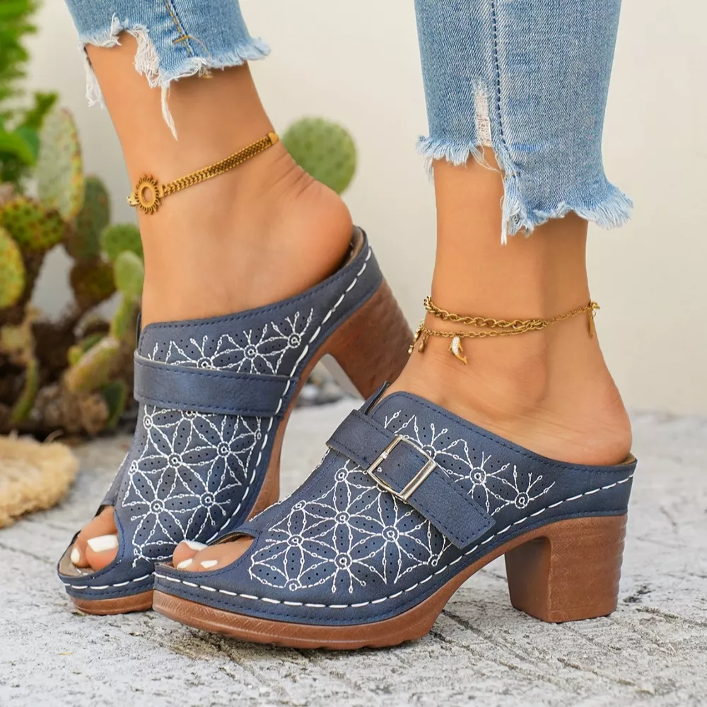 Buckle Decor Block Heel Sandals, image 10