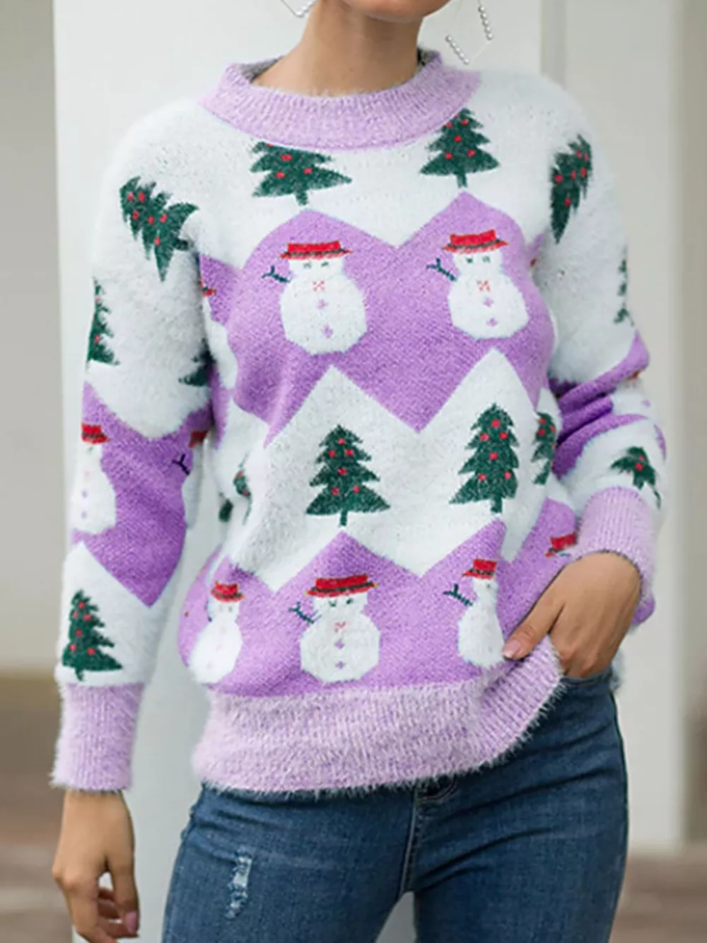 Christmas Snowman Dropped Shoulder Sweater, image 8