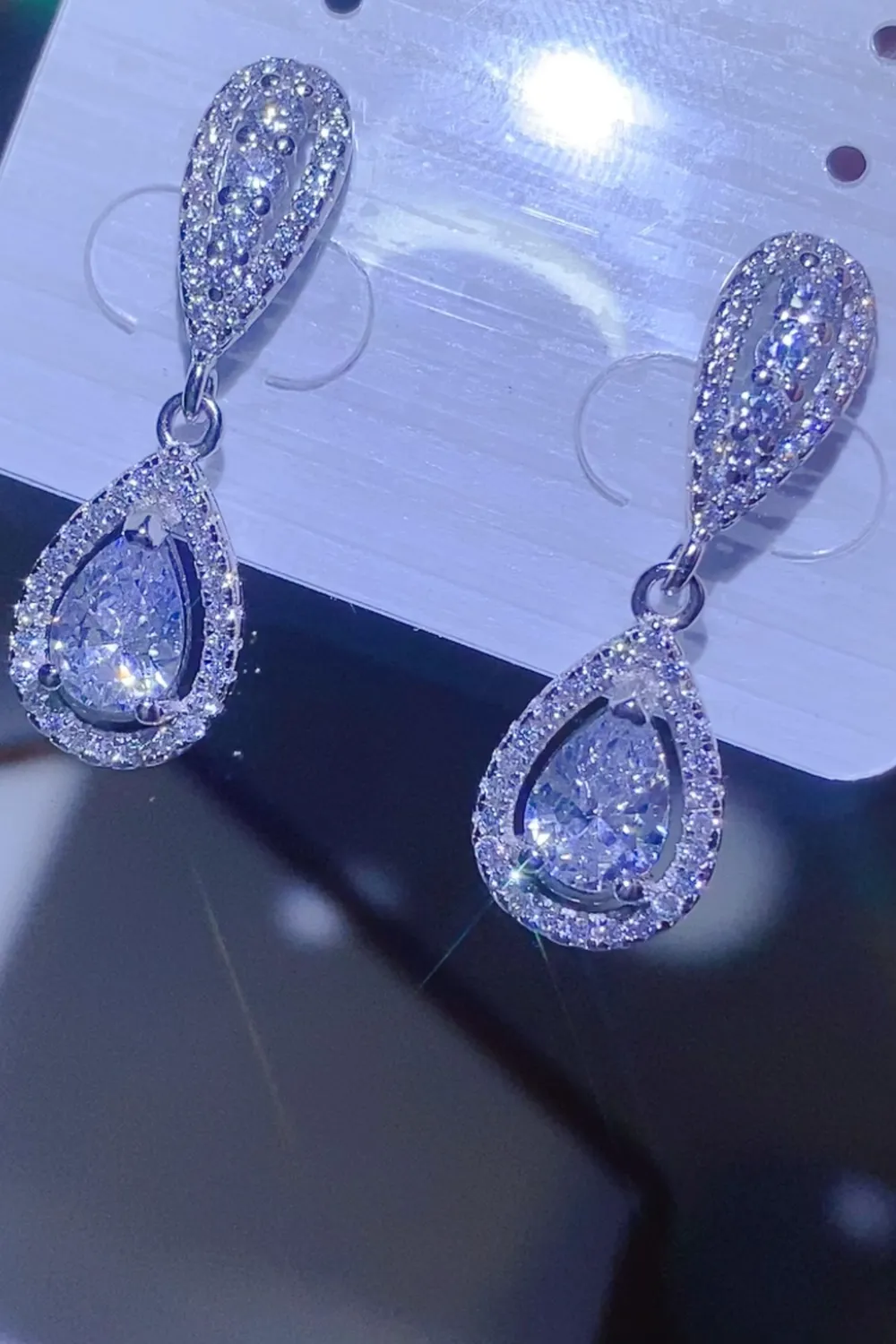 2 Carat Moissanite 925 Sterling Silver Teardrop Earrings, image 3