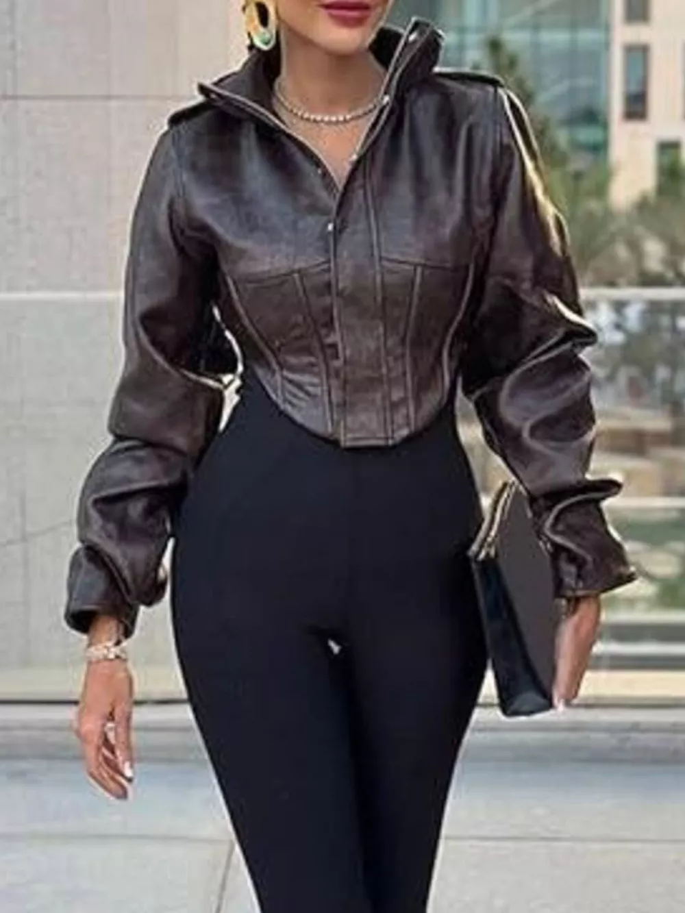 Vintage Style Slim Fit Leather Jacket, image 2