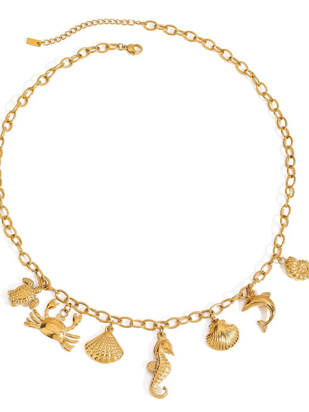 18K Gold-Plated Stainless Steel Ocean Theme Necklace, image 2