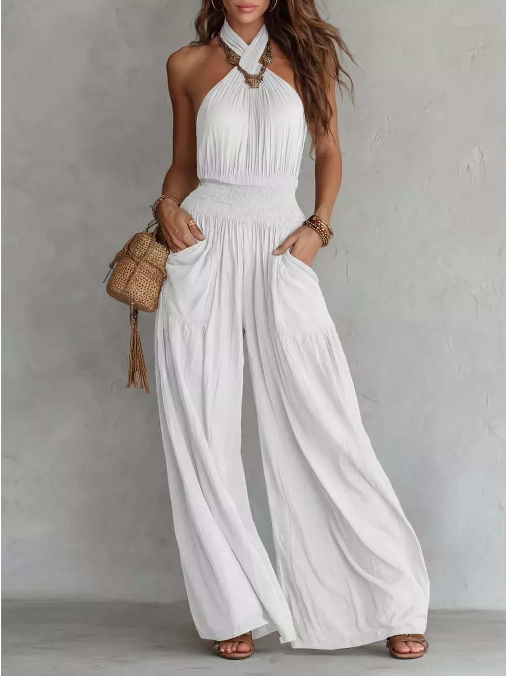 Halter Neck Wide-Leg Jumpsuit, image 7