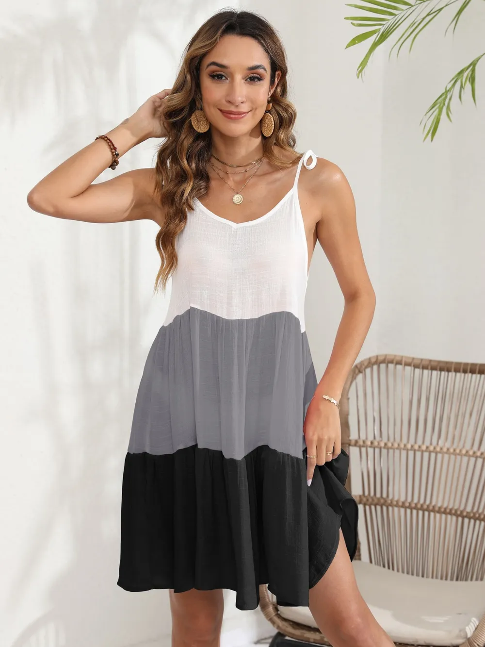Color Block Spaghetti Strap Cover-Up Dress, image 13