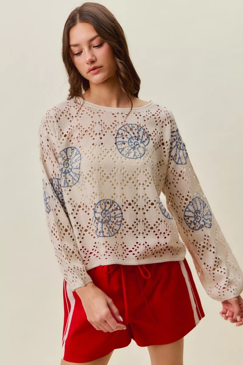 Seashell Lightweight Sweater Top, image 7