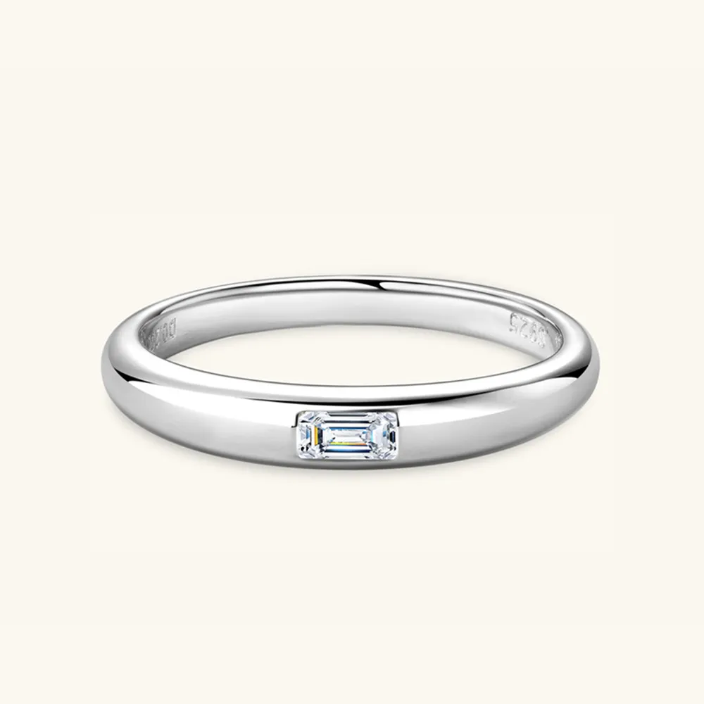925 Sterling Silver Inlaid Moissanite Ring, image 5