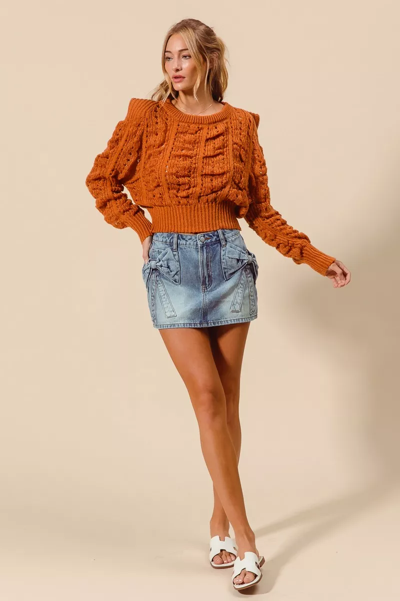 Bow Knot Pocket Denim Mini Skirt, image 8