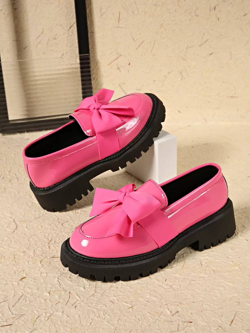 Bow Decor Round Toe Loafers, image 6