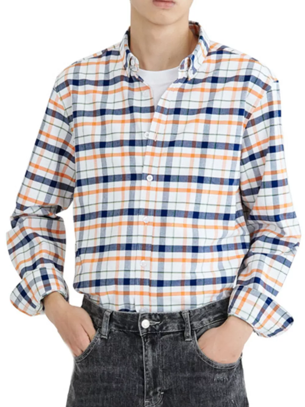 Men's Full Size Plaid Long Sleeve Shirt Plus Size, image 9