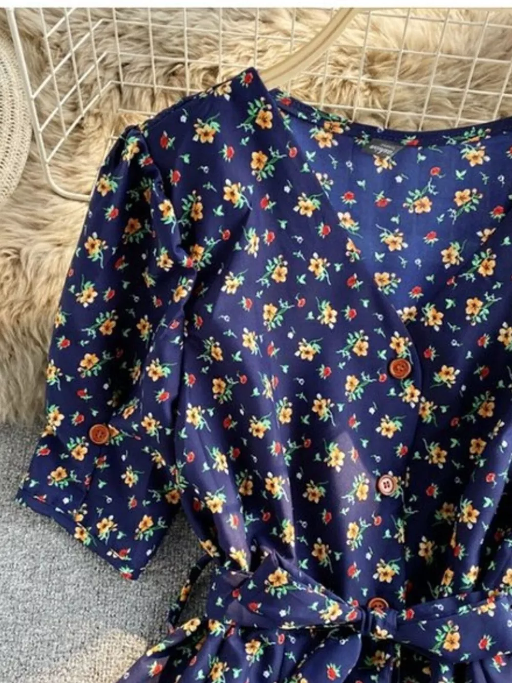 Floral Print V-Neck Midi Dress, image 9