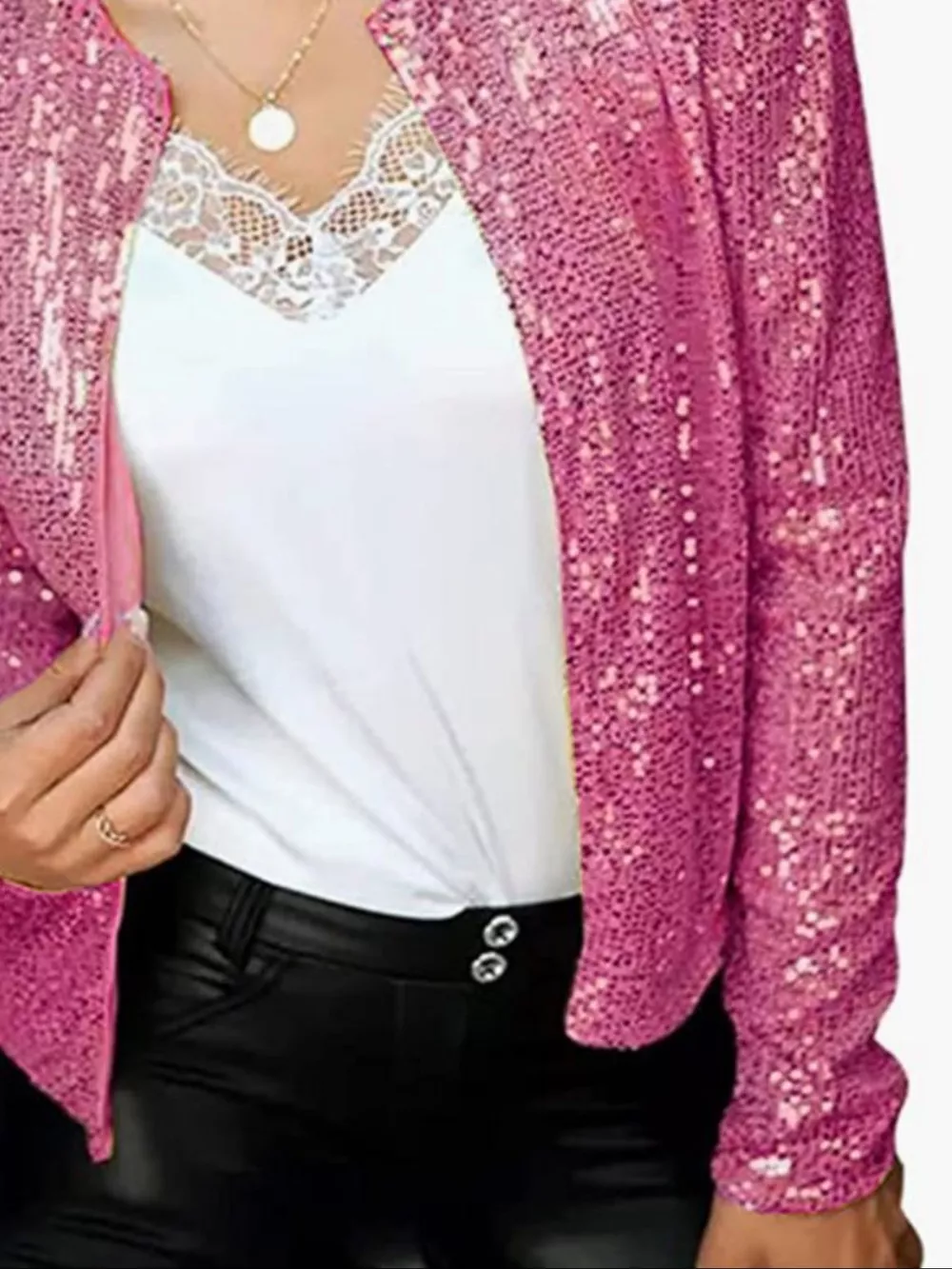 Full Size Sequin Long Sleeve Jacket Plus Size, image 15